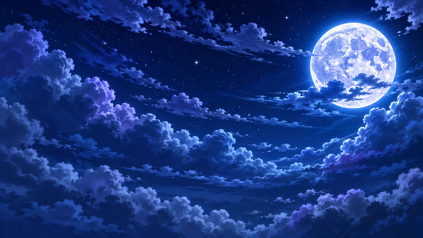 Plan du ciel avec nuages et pleine lune
