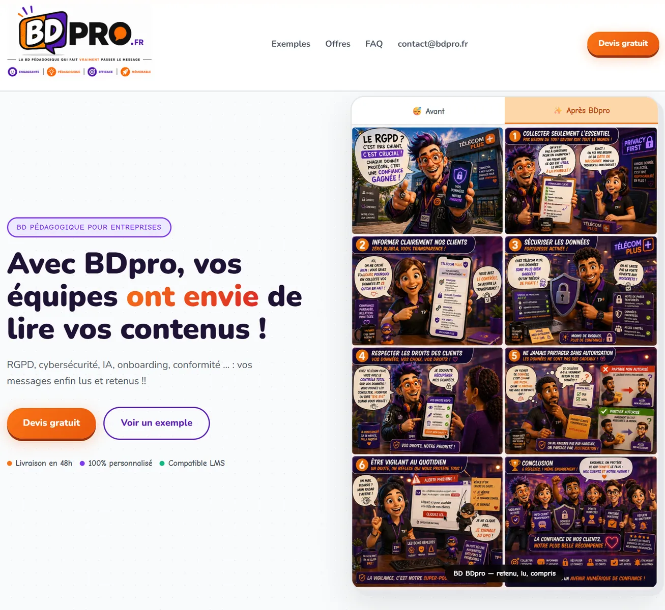 Page d’accueil du site BDpro