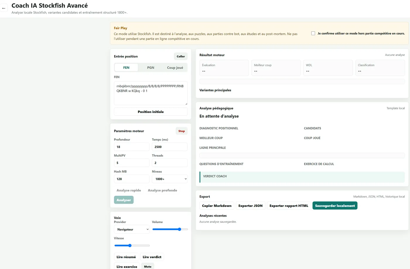 Interface de suivi du projet Coach