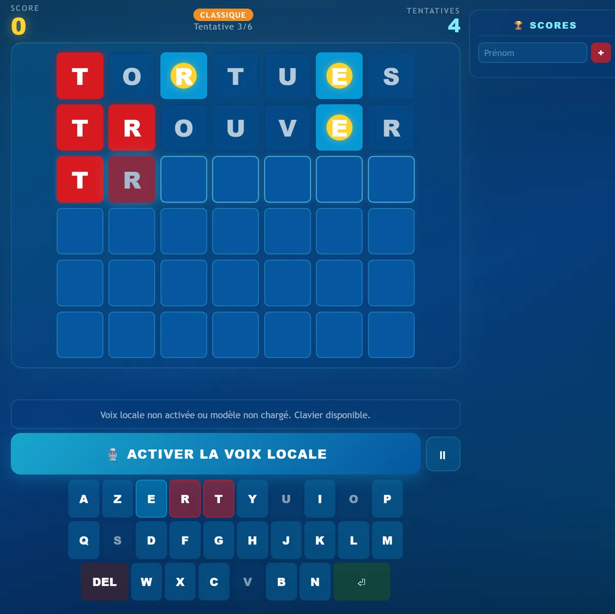 Grille du jeu Motus