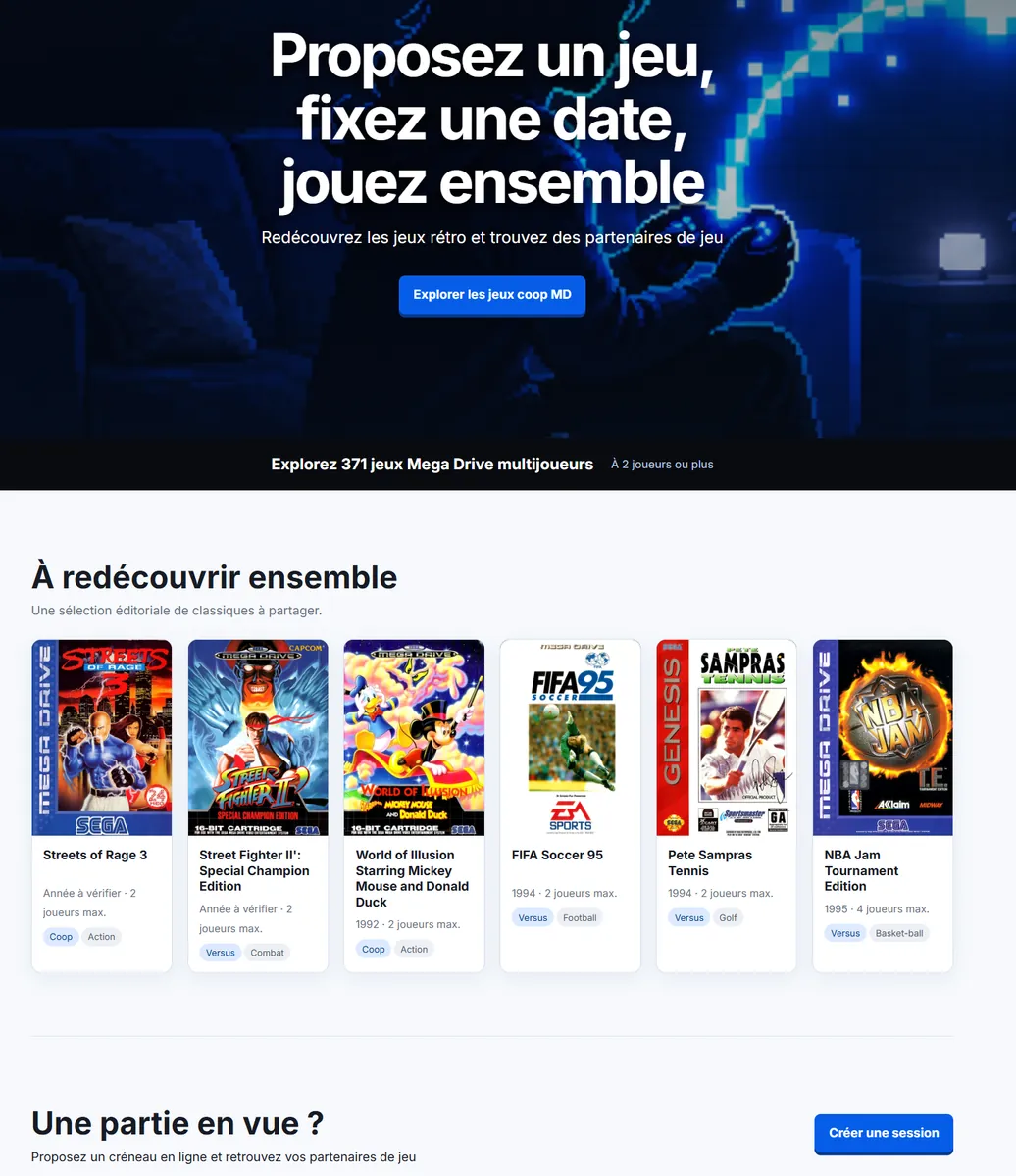 Page d’accueil du site RetroCoop