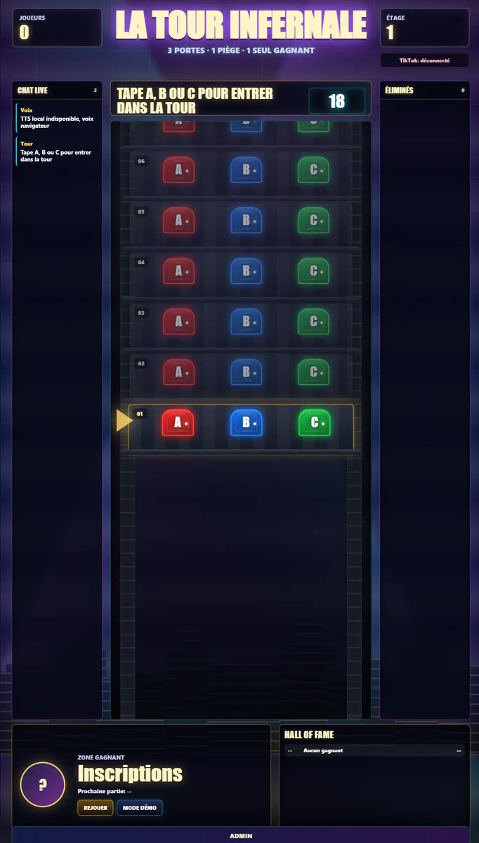 Écran du jeu La tour infernale